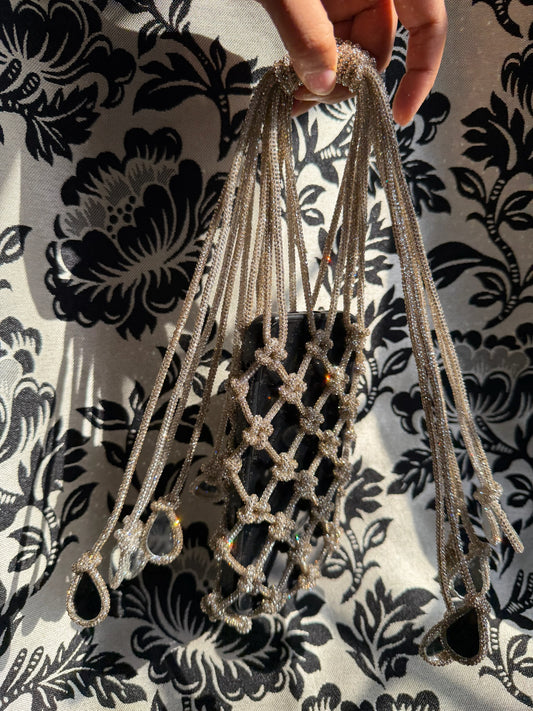Rhinestone Phone-bag x Mirror Tassels