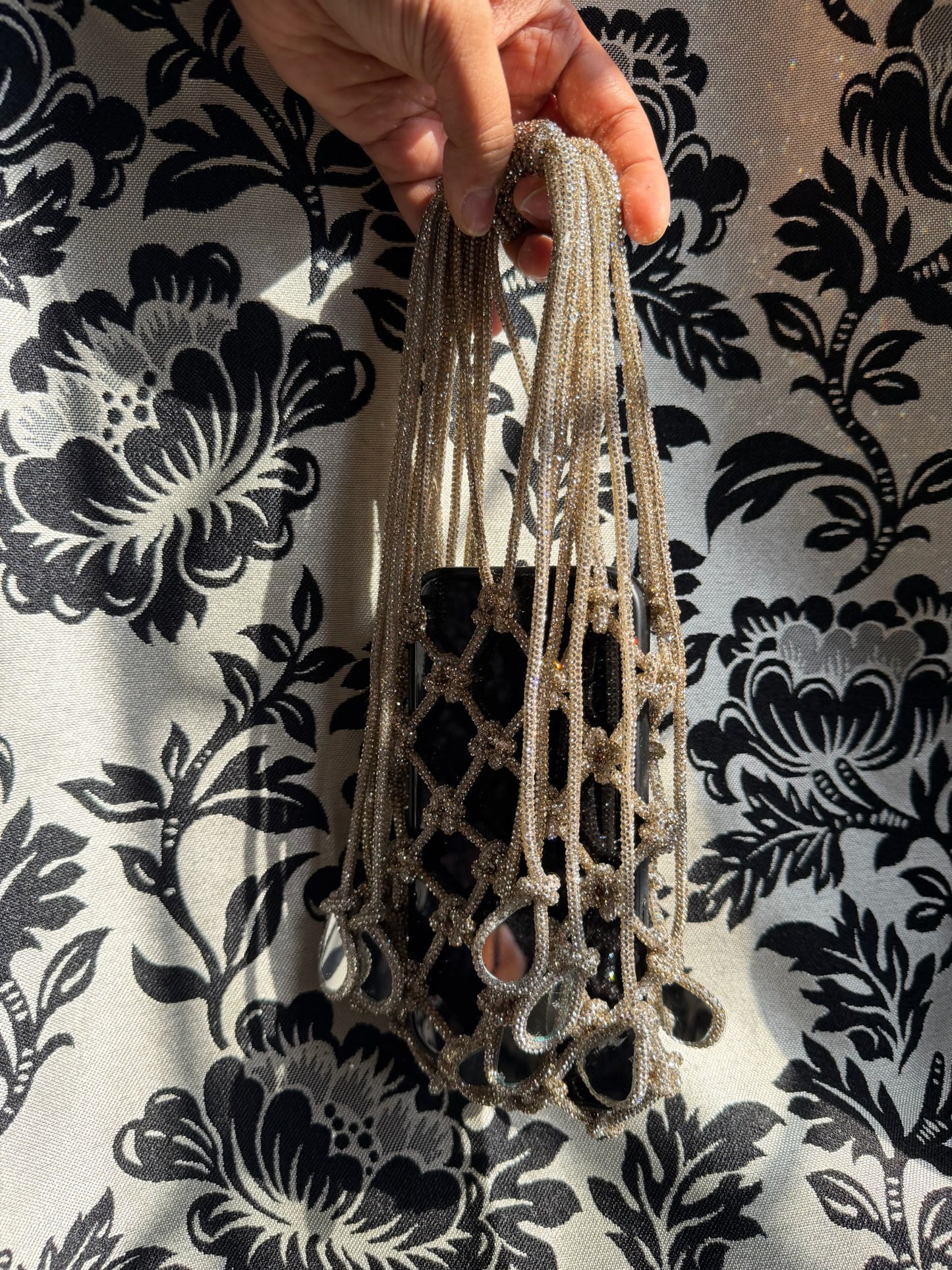 Rhinestone Phone-bag x Mirror Tassels