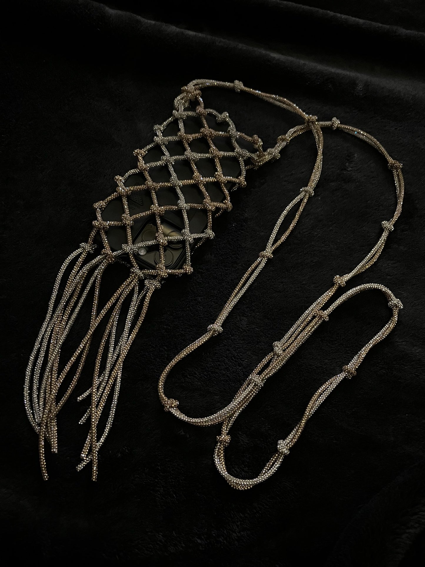Rhinestone - sling bag with tassels