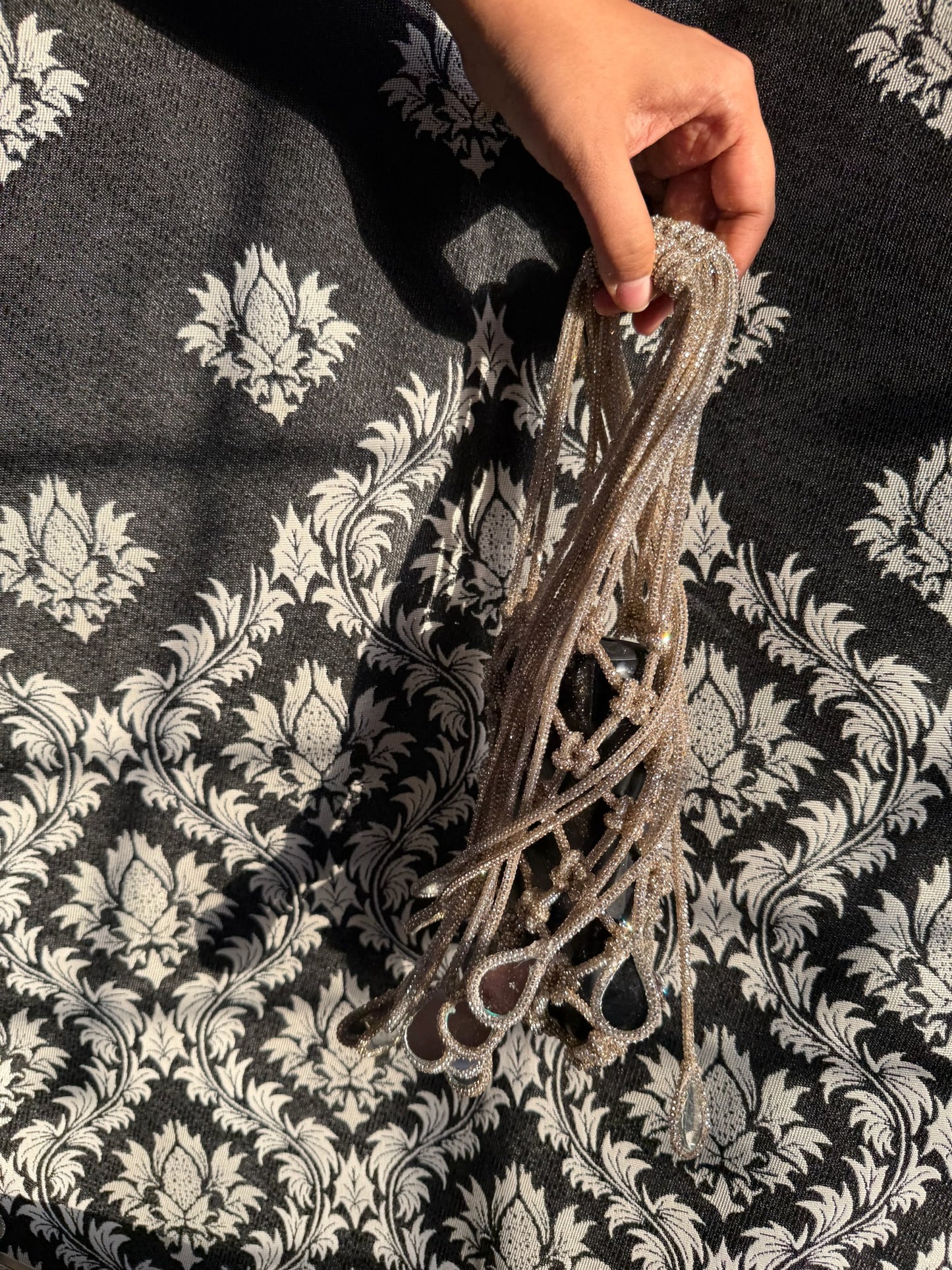 Rhinestone Phone-bag x Mirror Tassels