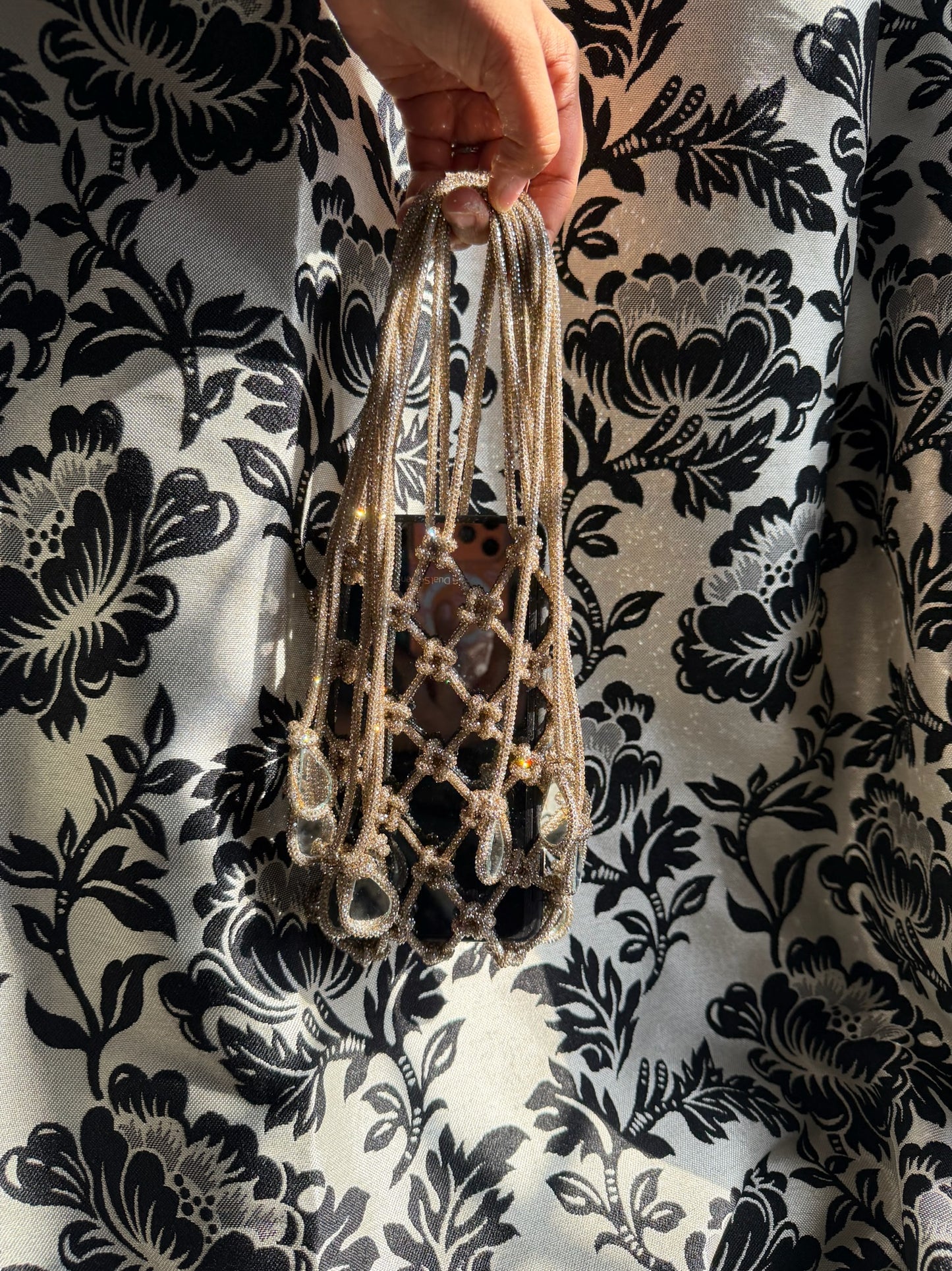 Rhinestone Phone-bag x Mirror Tassels