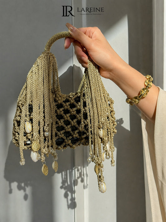 Phonebag with shell tassels - horizontal