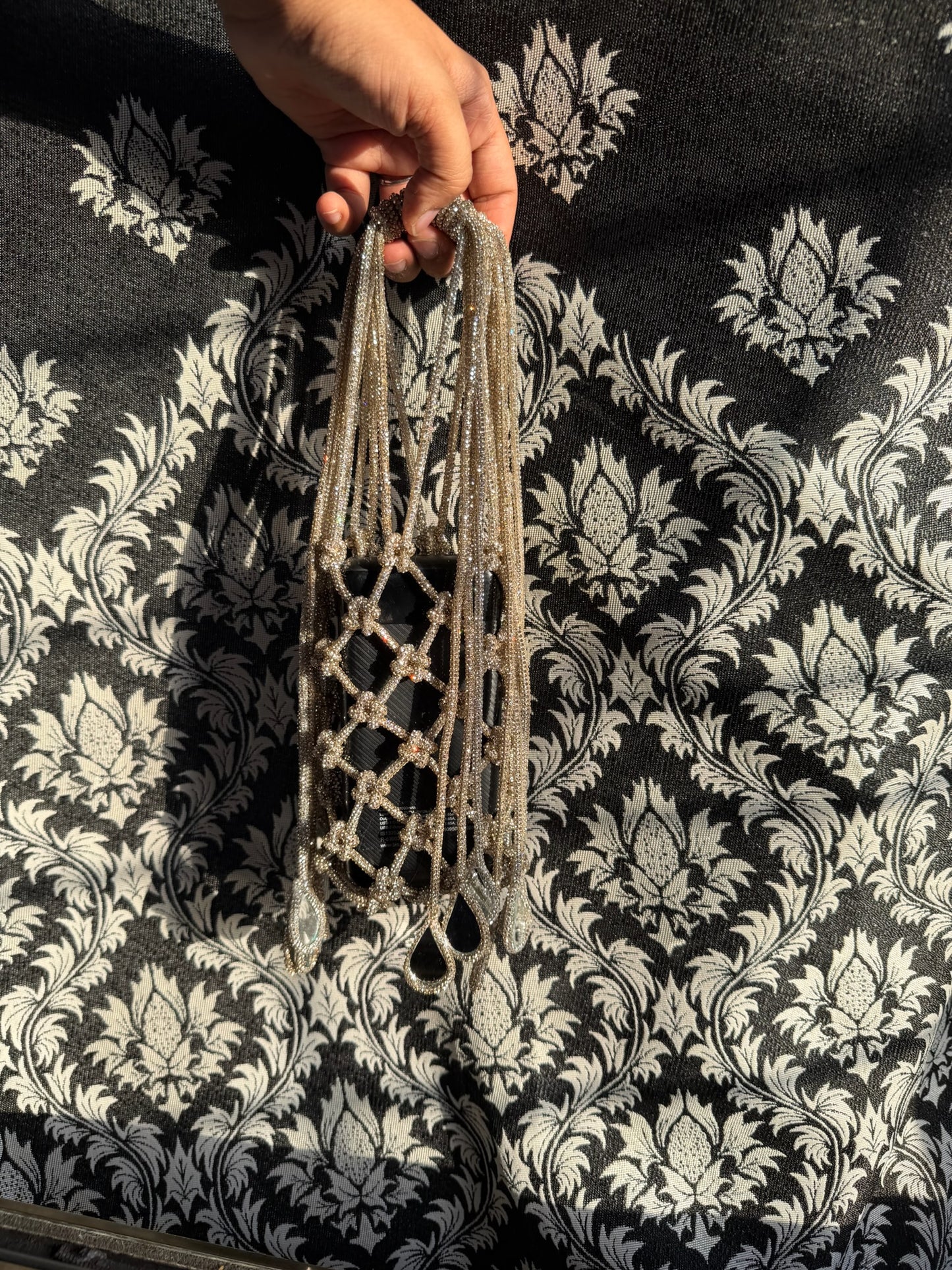 Rhinestone Phone-bag x Mirror Tassels
