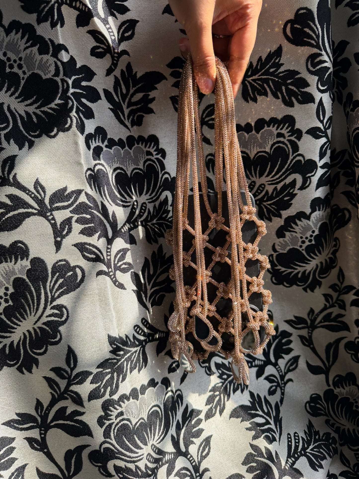 Rhinestone Phone-bag x Mirror Tassels